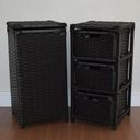 Ver imagem 1 de Kit Cesto Roupas e Gaveteiro 3 Gavetas Fibra Sintética 30x60 Preto