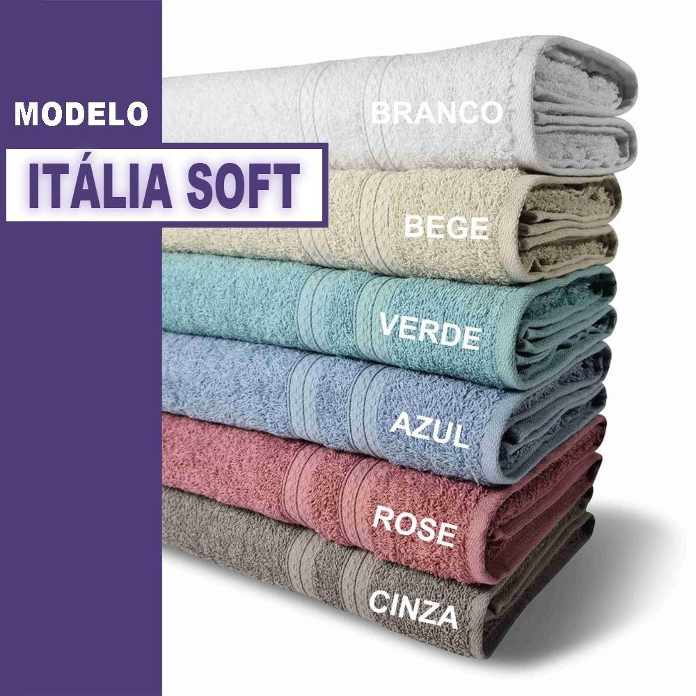 Kit com 6 Toalhas Banho 430g/m² Grande Grossa 80x150cm Itália Soft - Cinza - 3