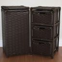 Ver imagem 1 de Kit Cesto Roupas e Gaveteiro 3 Gavetas Fibra Sintética 30x60 Argila Marrom Escuro