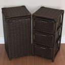 Ver imagem 2 de Kit Cesto Roupas e Gaveteiro 3 Gavetas Fibra Sintética 30x60 Argila Marrom Escuro