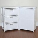 Ver imagem 1 de Kit Gaveteiro 3 Gavetas e Cesto Roupas Fibra Sintética 38x28x57 Branco