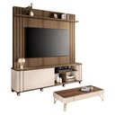 Ver imagem 1 de Estante Home Theater Trinus Castanho Off White com Mesa de Centro Cadenza Off White Castanho - Hb M