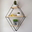 Ver imagem 1 de Nicho Prateleira Aramado Preto Metal Pinus Losangulo 45x10x60