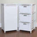 Ver imagem 1 de Kit Cesto Roupas e Gaveteiro 3 Gavetas Fibra Sintética 30x60 Branco