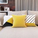 Ver imagem 4 de Kit 5 Capas de Almofadas Decorativas Amarelas e Pretas Geometricas Para Sofá 40x40 - Novadecora