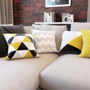 Ver imagem 3 de Kit 5 Capas de Almofadas Decorativas Amarelas e Pretas Geometricas Para Sofá 40x40 - Novadecora