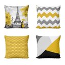 Ver imagem 1 de Kit 4 Capas de Almofadas Amarelas e Pretas Geométricas Paris 40x40 Para Sofá - Novadecora