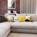 Ver imagem 2 de Kit 4 Capas de Almofadas Amarelas e Pretas Geométricas Paris 40x40 Para Sofá - Novadecora