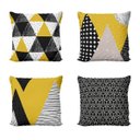 Ver imagem 1 de Kit 4 Capas de Almofadas Amarelas e Pretas Geométricas e Decorativas Escandinavo 40x40 - Novadecora