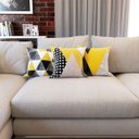 Ver imagem 2 de Kit 3 Capas para Almofadas Amarelas e Preta Decorativas e Geométricas para Sofá 40x40 - Novadecora