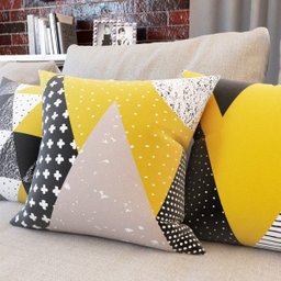 Kit 3 Capas para Almofadas Amarelas e Preta Decorativas e Geométricas para Sofá 40x40 - Novadecora - 3