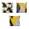 Kit 3 Capas para Almofadas Amarelas e Preta Decorativas e Geométricas para Sofá 40x40 - Novadecora - 1