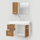Ver imagem 3 de Kit Gabinete Armario para Banheiro com Cuba e Espelho 73cm Quality Fimap Montado Branco Freijó