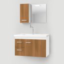 Ver imagem 2 de Kit Gabinete Armario para Banheiro com Cuba e Espelho 73cm Quality Fimap Montado Branco Freijó