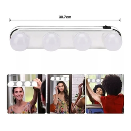 Luz de Espelho Maquiagem Camarim Led 4 Lâmpadas sem Fio - 4