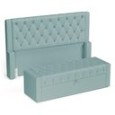 Ver imagem 1 de Cabeceira e Calçadeira Báu Queen Size Atena 160cm Capitonê Veludo Acqua - Desk Design