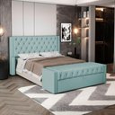 Ver mais imagens de Cabeceira e Calçadeira Báu Queen Size Atena 160cm Capitonê Veludo Acqua - Desk Design