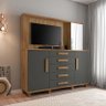 Cômoda com Painel Para TV 42 Polegadas Espelho 183cm Estrela RV Móveis Cinamomo/Grafite - 2