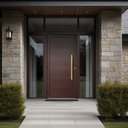 Ver imagem 2 de Porta Pivotante Lambril c/Puxador e. Super Marrom Corten Dourado 120 Brimak