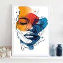 Ver imagem 2 de Quadro Decorativo Abstrato Rosto Mulher 45x34cm - com Vidro:moldura Preta