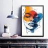 Quadro Decorativo Abstrato Rosto Mulher 45x34cm - com Vidro:moldura Preta - 1