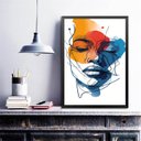 Ver imagem 1 de Quadro Decorativo Abstrato Rosto Mulher 45x34cm - com Vidro:moldura Preta