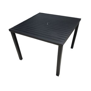 Mesa Tampo Ripado Quadrada 0.80x0.80m Alumínio Preta