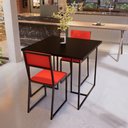 Ver imagem 2 de Conjunto Mesa de Jantar Quadrada Preta 2 Cadeiras Preta Riviera Industrial Don Castro Decor Riviera