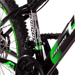 Bicicleta Aro 26 Quadro 13 Alumínio 21v Freio a Disco Mecânico Freeride Preto/Verde - Dropp - 6