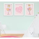 Ver imagem 1 de Quadro Decorativo Infantil Quarto Bebê Menina Bailarina Kit 3 Peças