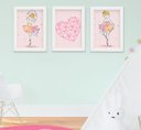 Ver imagem 1 de Quadro Decorativo Infantil Quarto Bebê Menina Bailarina Kit 3 Peças