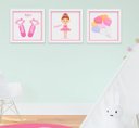 Ver imagem 1 de Quadro Infantil Quarto Bebê Menina Ballet Bailarina Kit 3 Peças