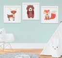 Ver imagem 1 de Kit Quadro Infantil Quarto Bebê Bichos da Floresta Raposa Urso Cervo Kit 3 Peças