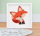 Ver imagem 2 de Quadro Infantil Quarto Bebê Animais Raposa Porco Espinho Guaxinim Kit 3 Peças