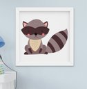 Ver imagem 4 de Quadro Infantil Bebê Bichos da Floresta Raposa Guaxinim Cervo Kit 4 Peças