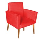 Ver imagem 3 de Kit 2 Poltronas Decorativas Nina e 1 Puff Aramado Suede Vermelho - Móveis Mafer