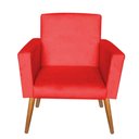 Ver imagem 2 de Kit 2 Poltronas Decorativas Nina e 1 Puff Aramado Suede Vermelho - Móveis Mafer