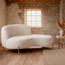 Ver imagem 2 de Sofá Curvo Billini 2 Lugares 180cm Braço Dir. Pés Ouro Bouclé Off White - Sallar Home