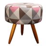 Kit 2 Poltronas Vitória com Puff Bali Decorativo Estampa Triângulo Rosa - D'Rost - 5