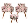 Kit 2 Poltronas Vitória com Puff Bali Decorativo Estampa Triângulo Rosa - D'Rost - 1
