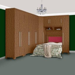 Guarda-Roupa de Solteiro Modulado de Canto Versátil Castanho - 1