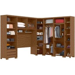 Guarda-Roupa de Solteiro Modulado de Canto Versátil Castanho - 3