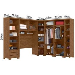 Guarda-Roupa de Solteiro Modulado de Canto Versátil Castanho - 4