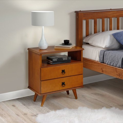 Mesa de Cabeceira com 2 Gavetas Mv Mel