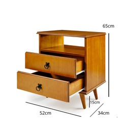 Mesa de Cabeceira com 2 Gavetas Mv Mel - 3