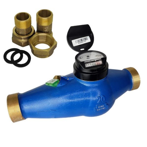 Hidrômetro Multijato Medidor de Água 1.1/2" 20m³/h + Conexões - 1