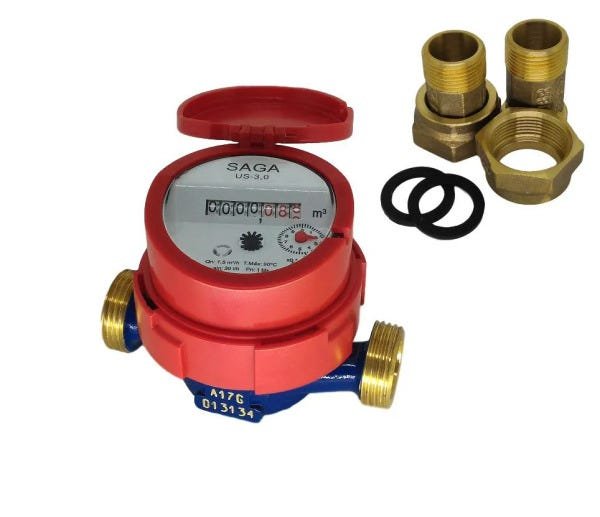 Hidrômetro Medidor de Água Unijato 1/2 Água Quente + Conexões - 1