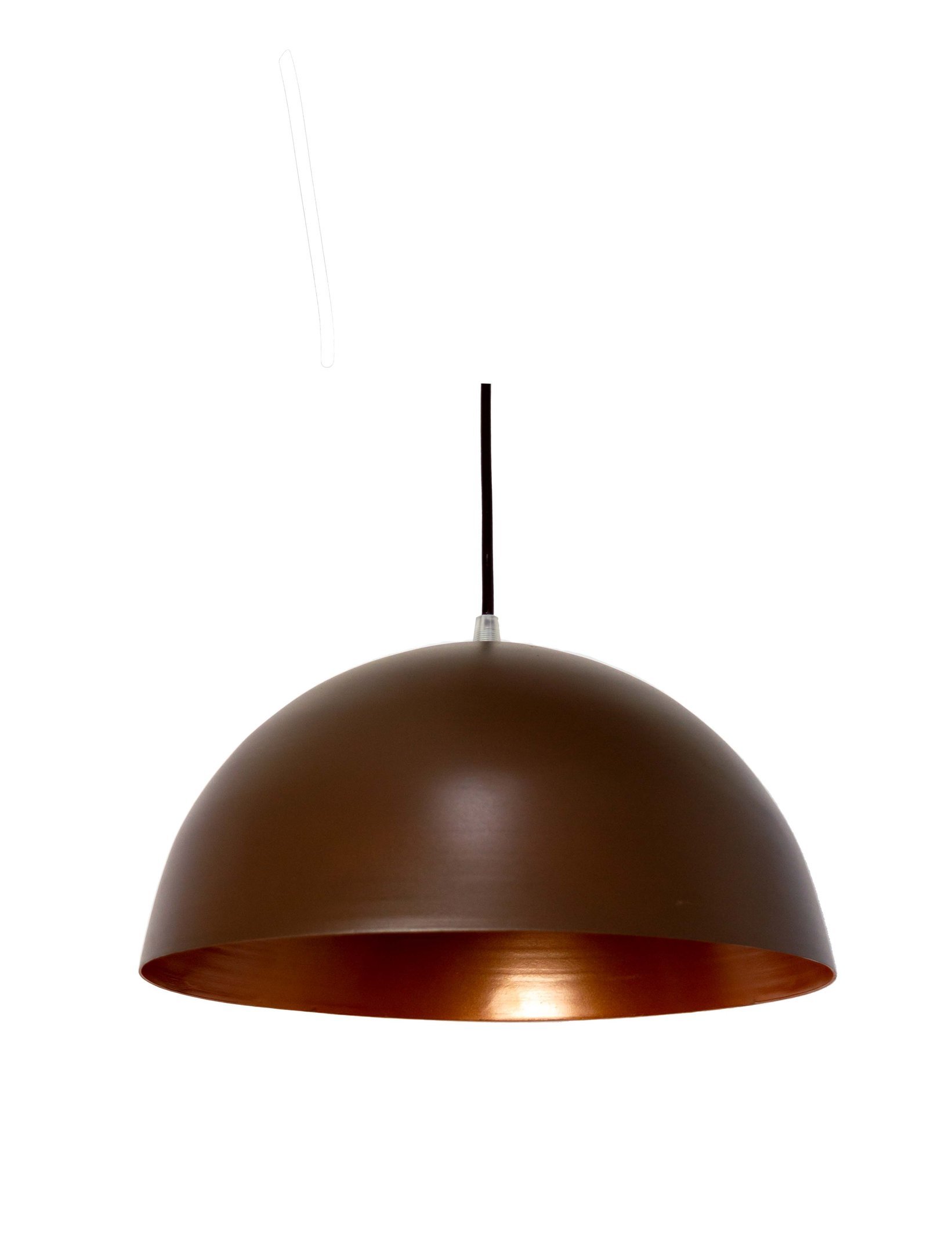 Pendente Alumínio Meia Esfera 40cm Café Duplo na Canopla Retangular de 97cm Branca - 2
