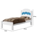 Ver imagem 2 de Cama para Quarto de Solteiro Mdf Estilo Padrão com Pés Alto Iris:brancoazul