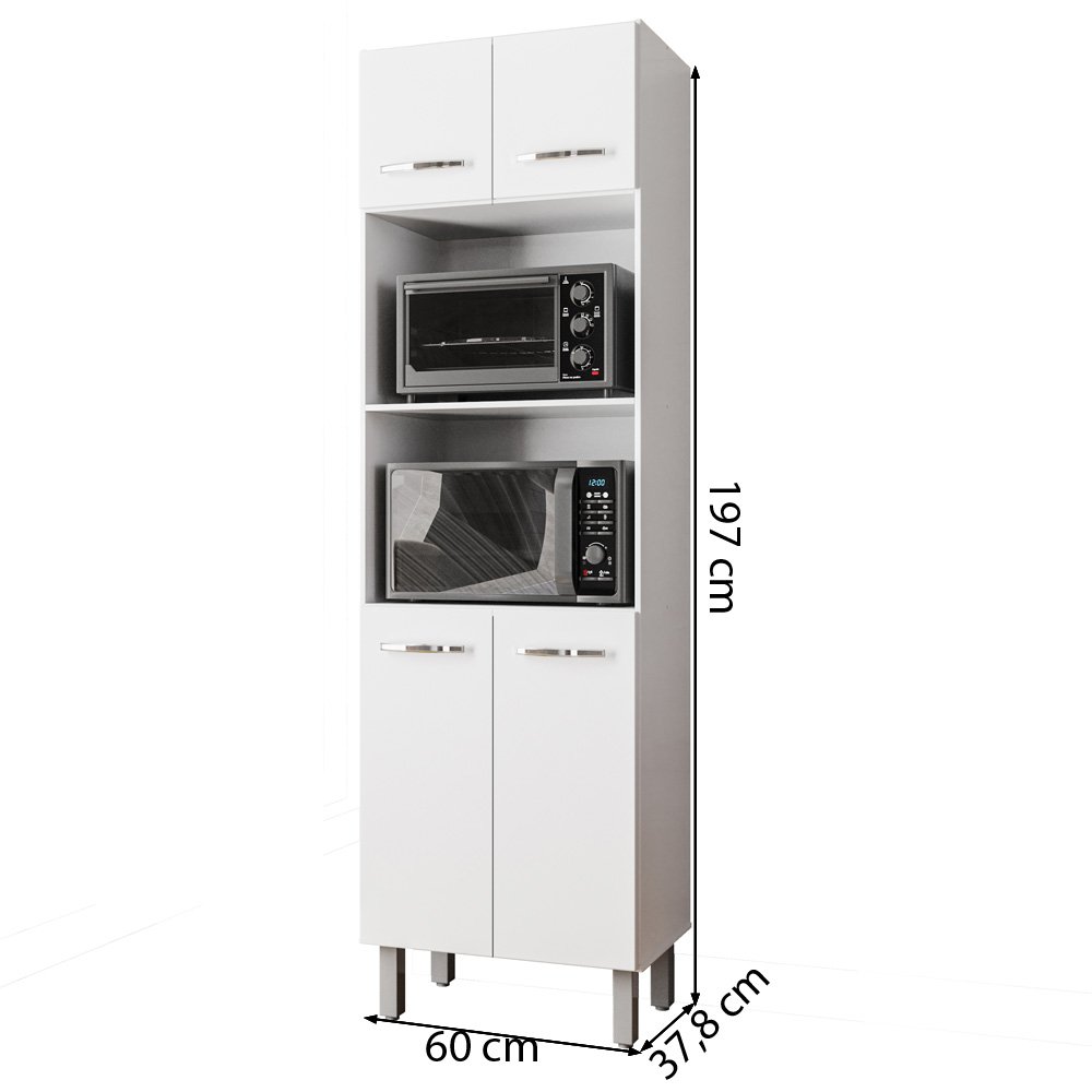Armario Paneleiro Duplo 197 Cm 4p Mara Branco Mobbs - 3